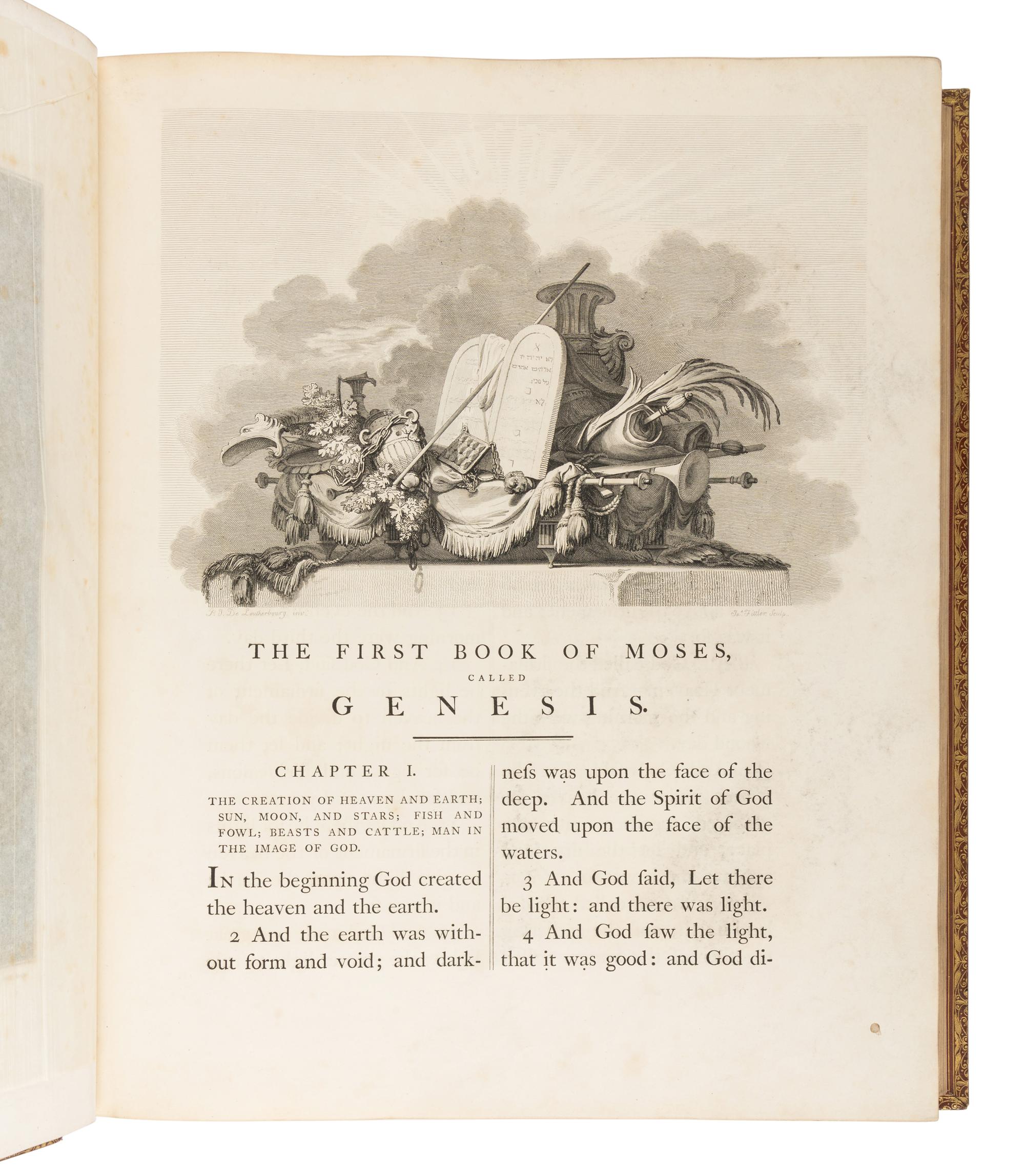 [BIBLE, in English] -- [THE MACKLIN BIBLE]. The Old [and New] Testament, embellished with Engravings, from Pictures and Designs by the Most Eminent English Artists . London: Thomas Bensley for Thomas Macklin, 1800.