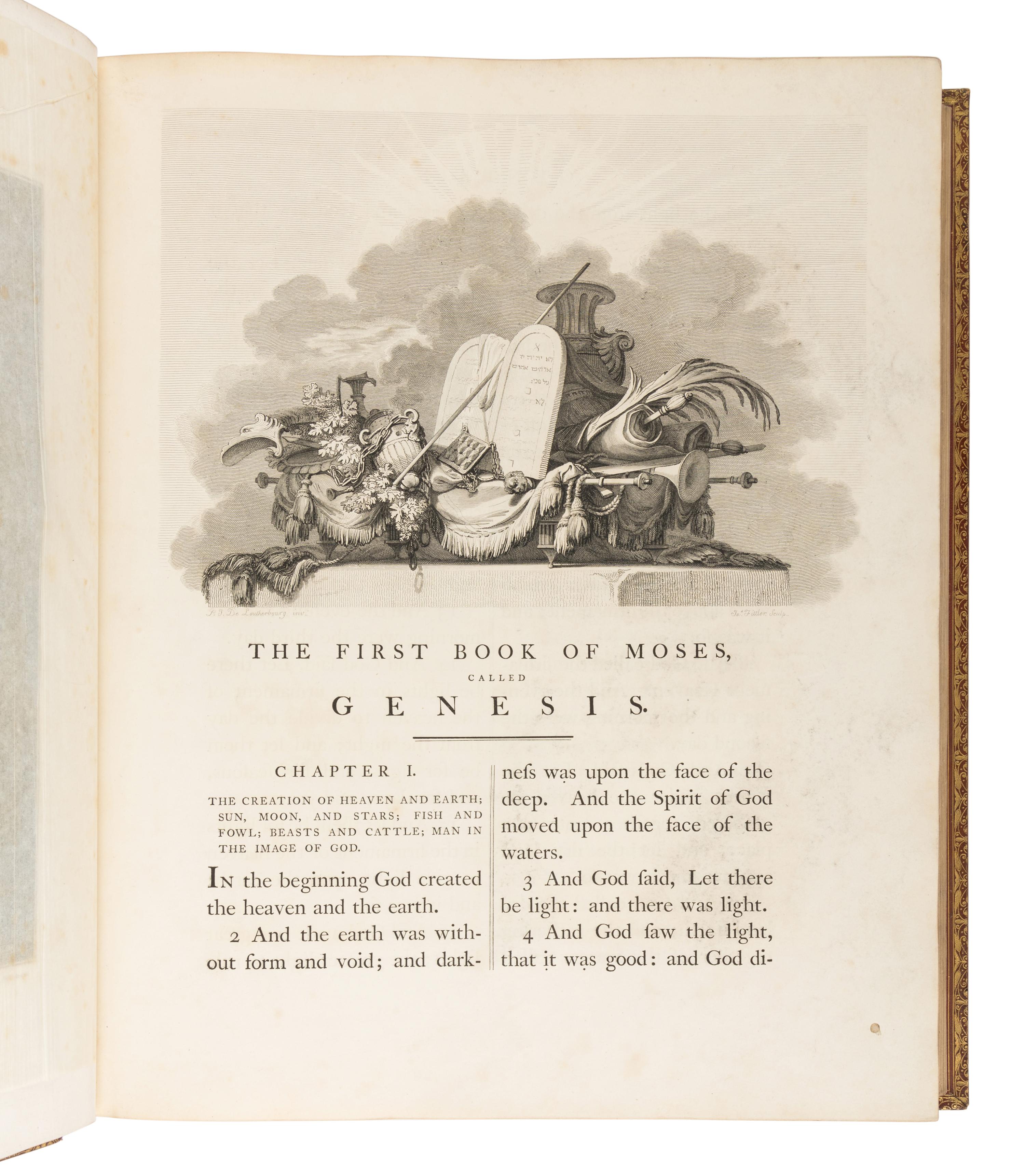 [BIBLE, in English] -- [THE MACKLIN BIBLE]. The Old [and New] Testament, embellished with Engravings, from Pictures and Designs by the Most Eminent English Artists . London: Thomas Bensley for Thomas Macklin, 1800.