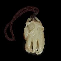 A Chinese white jade "Buddha's hand" citron pendant 白玉佛手