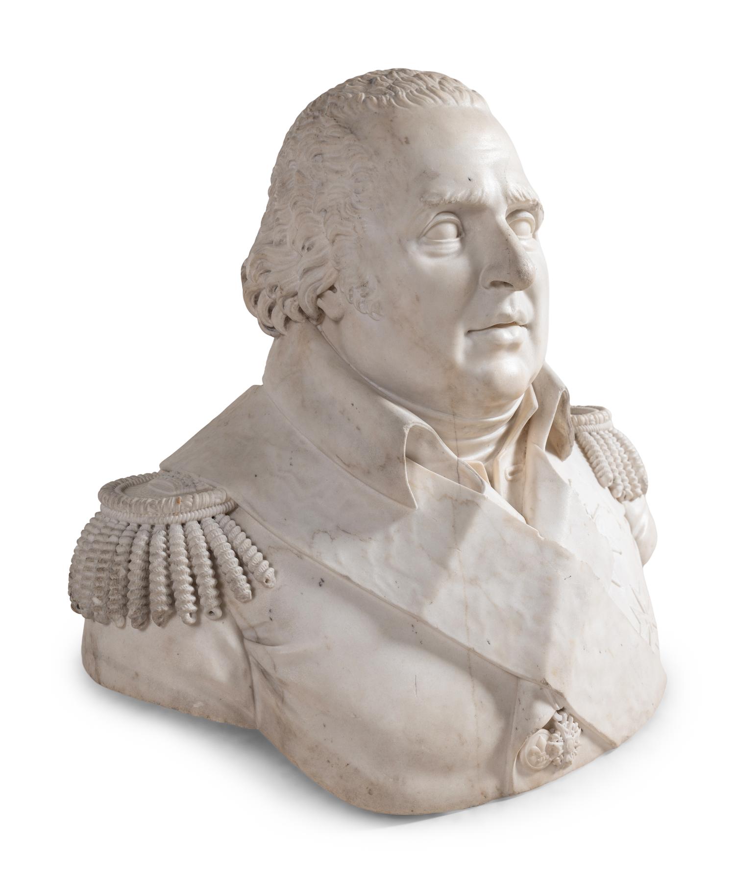 A Carved Marble Bust of Louis XVIII