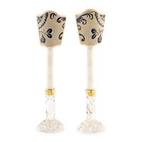 A Pair of Tiffany and Co. Molded Glass Candlestick Lamps