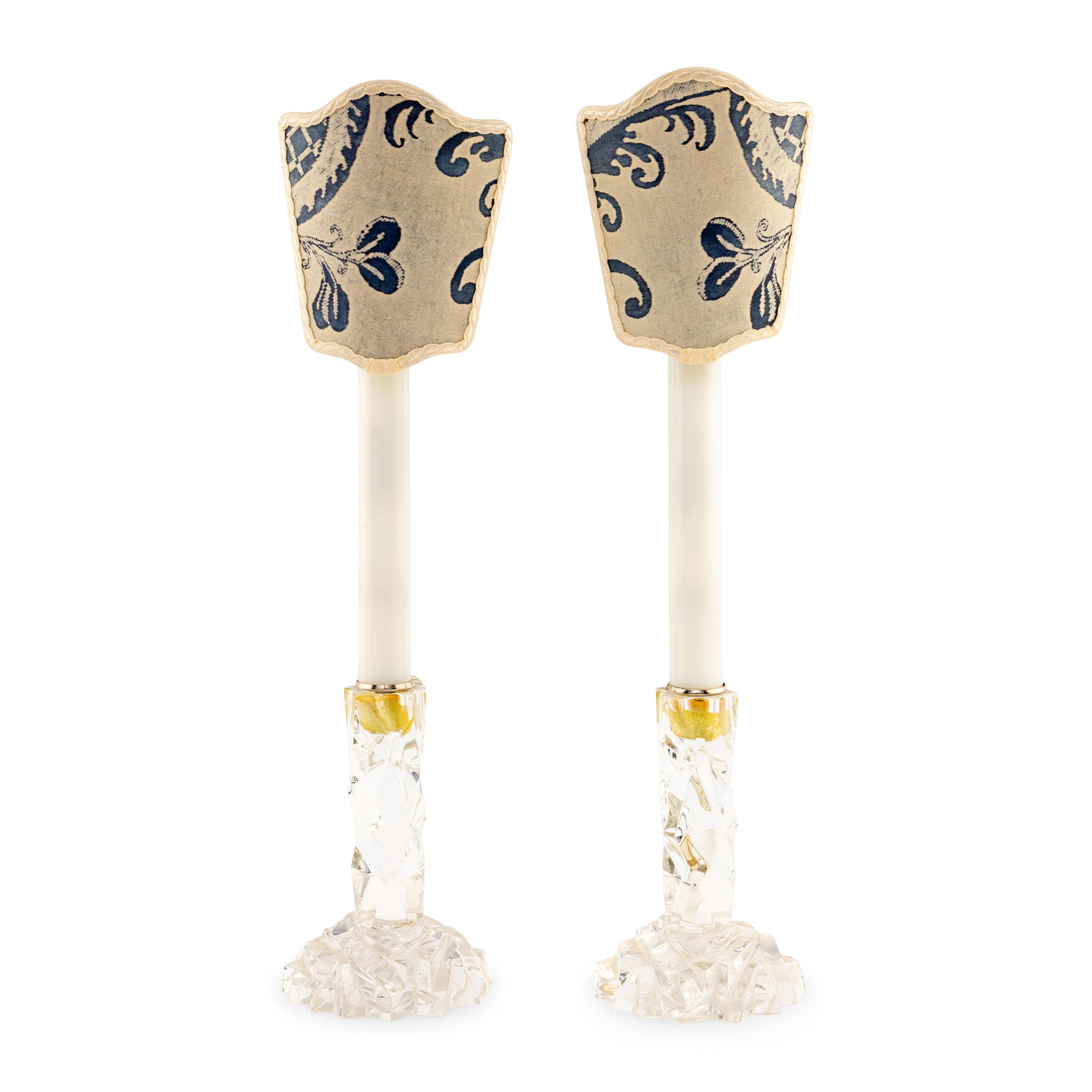 A Pair of Tiffany and Co. Molded Glass Candlestick Lamps