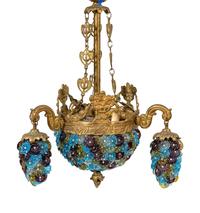 A French Glass Beaded Four-Light Chandelier — 20TH CENTURY