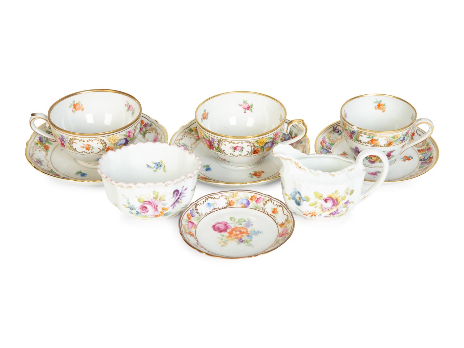 A Schulmann Empress Dresden Flowers Porcelain Dinner Service