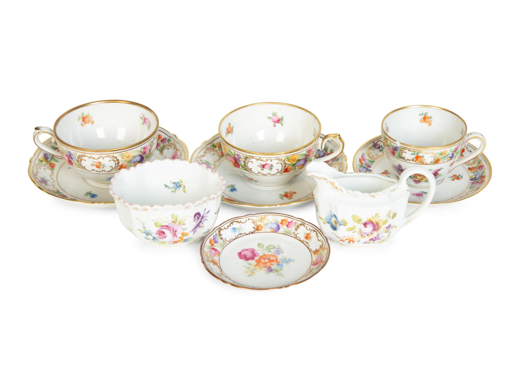A Schulmann Empress Dresden Flowers Porcelain Dinner Service