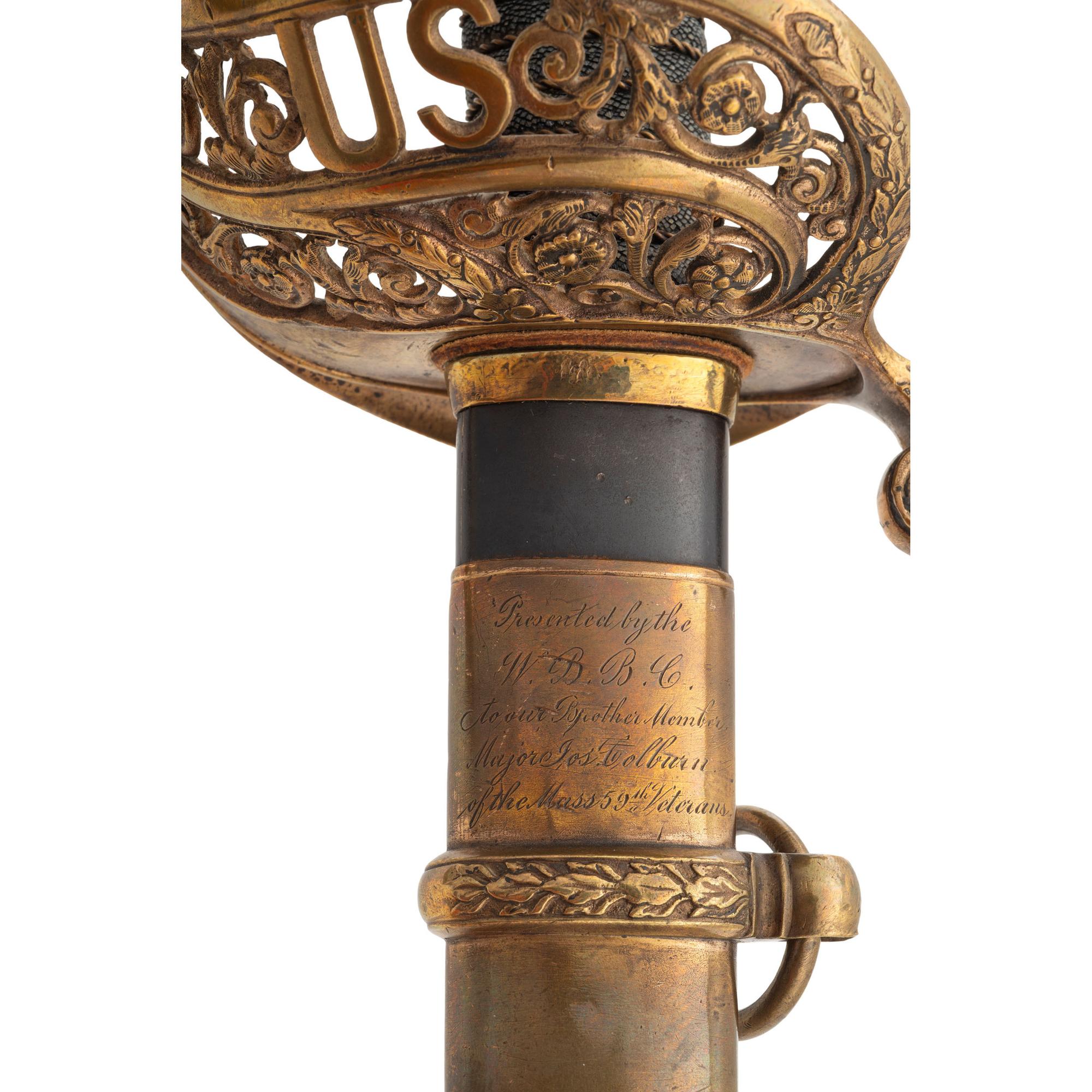 U.S. Model 1850 Staff & Field Officer's Sword Presented to Maj. Joseph Colburn, 59th Mass Inf. WIA at 2nd Bull Run and Petersburg