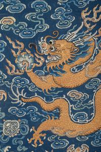 A Blue Ground Embroidered Silk Gauze Summer 'Dragon' Robe, Jifu