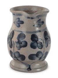 Three Cobalt Decorated Stoneware Pitchers