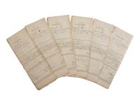 [CIVIL WAR]. A group of 6 muster rolls for 1st Maryland Cavalry, Companies A through F, each naming African American servants. 31 December 1861 through 28 February 1862.