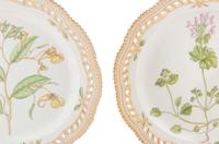 A Set of Seven Royal Copenhagen Flora Danica Reticulated Porcelain Dinner Plates