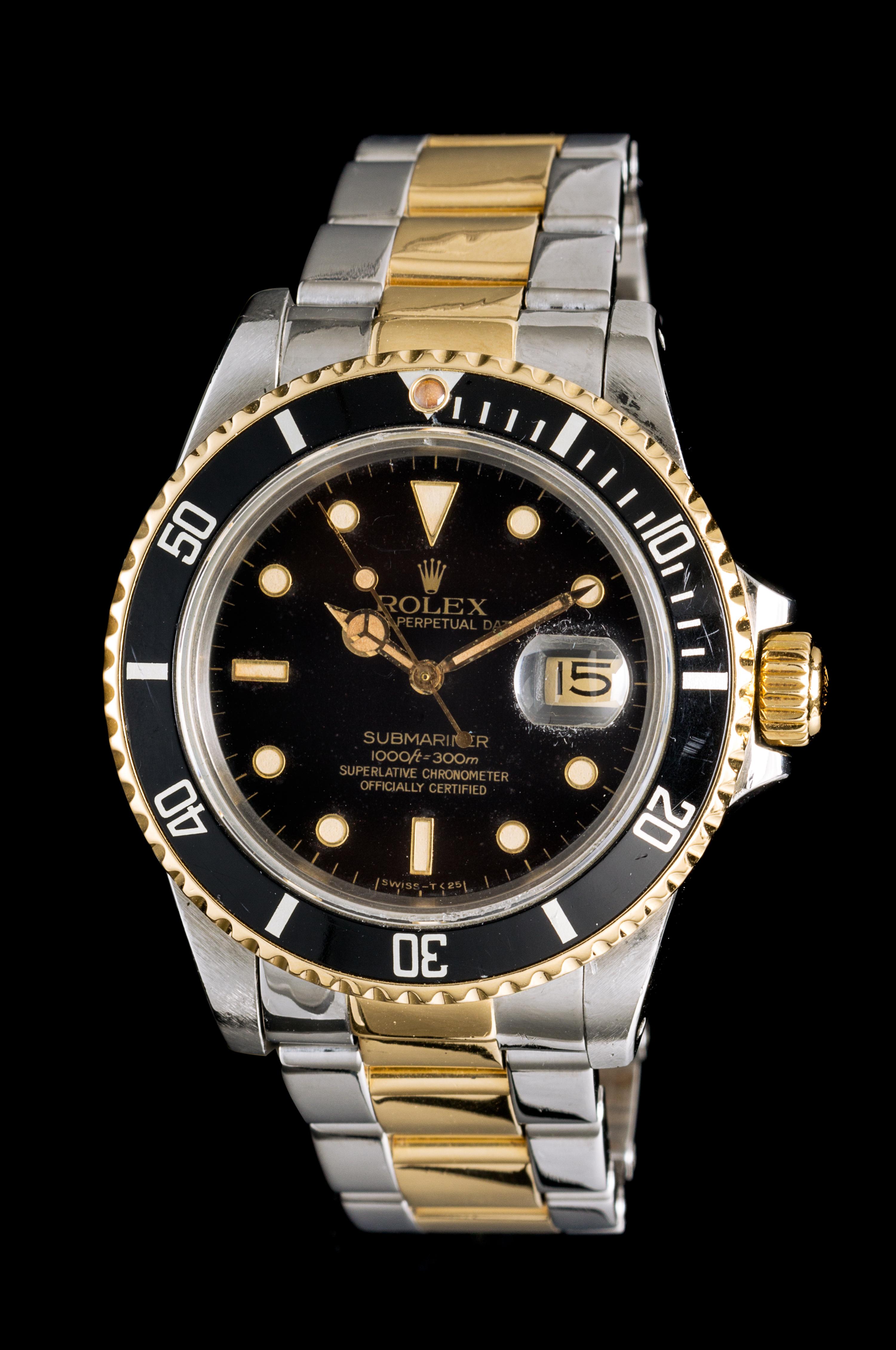 A Stainless Steel and Yellow Gold Ref. 16803 Submariner Wristwatch, Rolex, Circa 1984,
