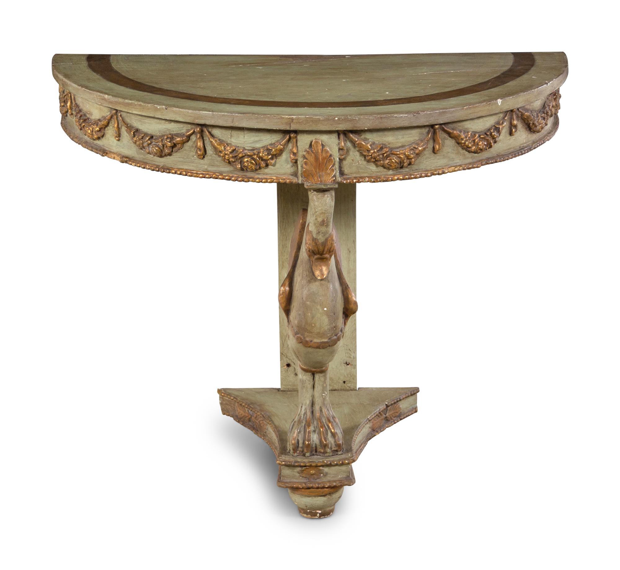 An Italian Painted and Parcel Gilt Console Table