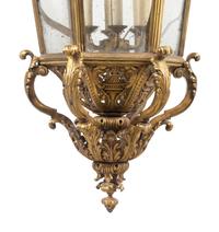 A Large Continental Gilt Brass Hall Lantern