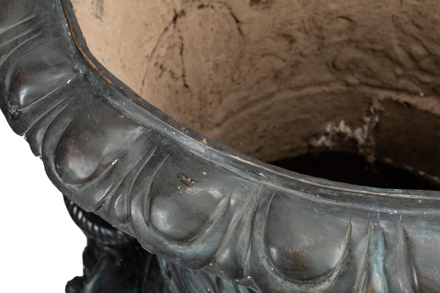 A Pair of Pompeiian Style Patinated Bronze Urns