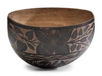 A Carved Gourd Bowl With Patriotic Motifs