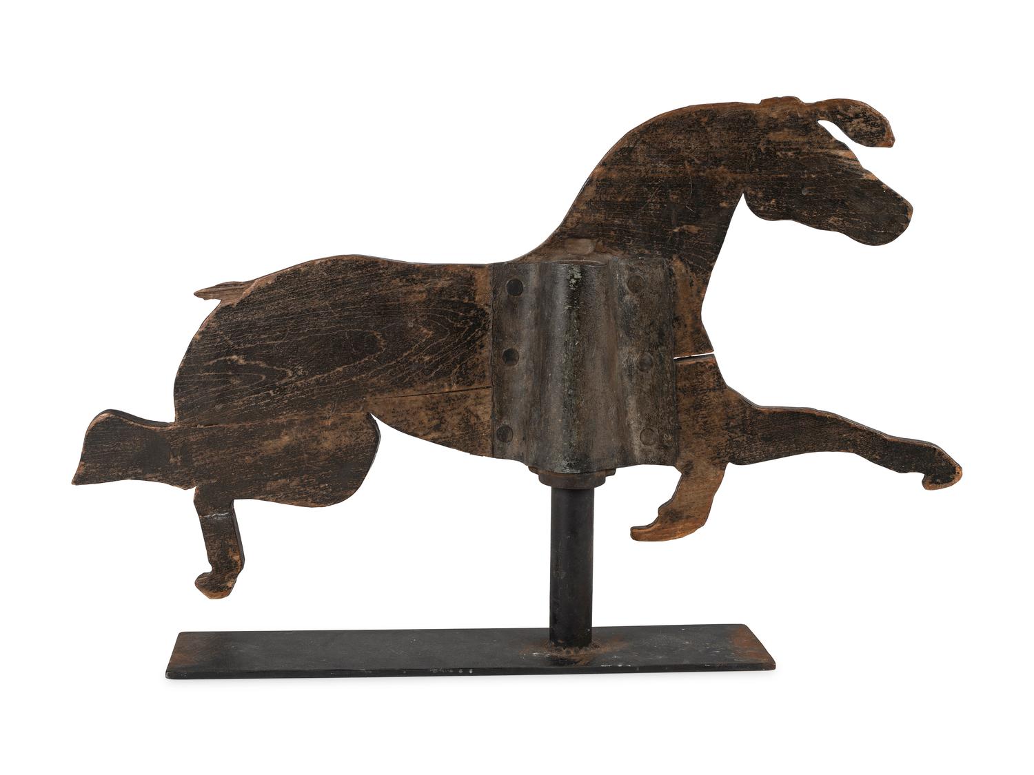 A Carved and Painted Wood Horse-Form Weathervane