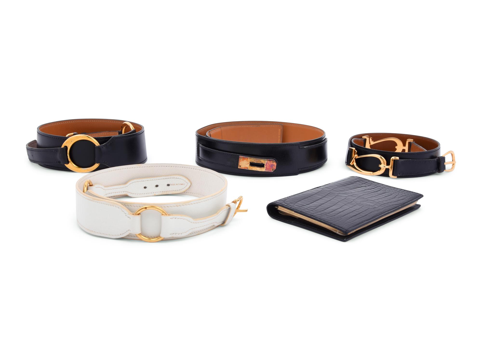 Five Hermès Items: Four Belts and One Agenda, c1970s