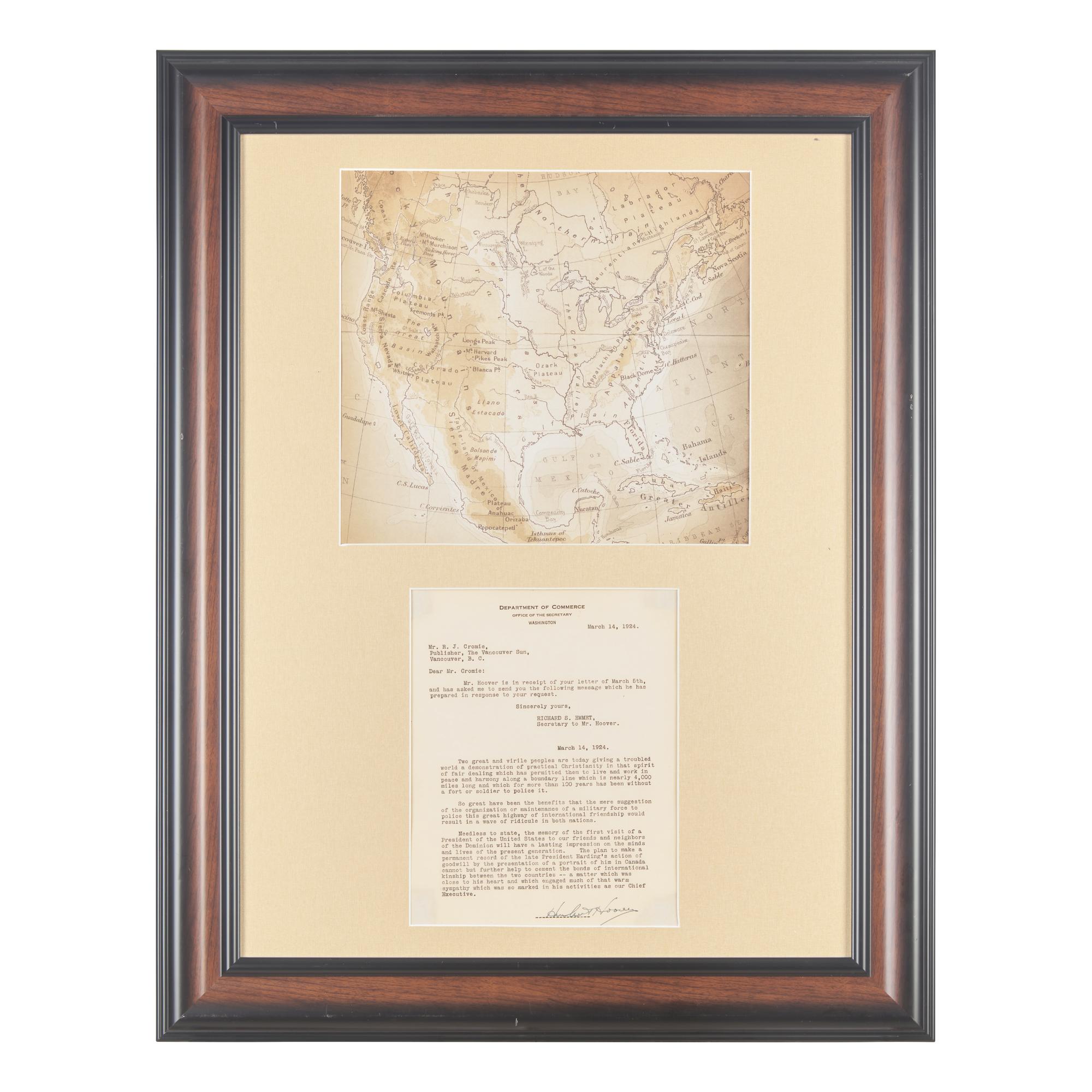 [Presidential] Hoover, Herbert. Typed letter, signed