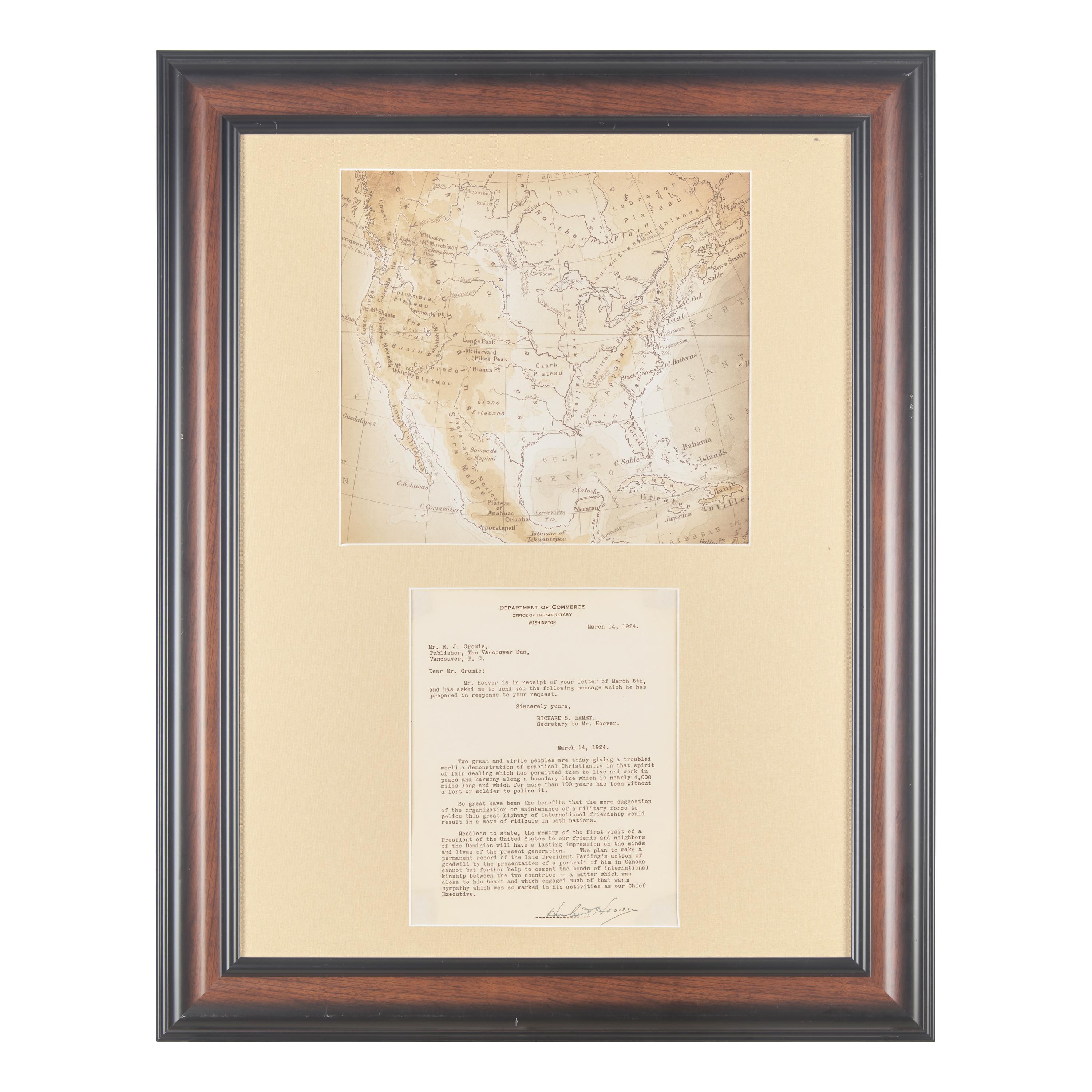 [Presidential] Hoover, Herbert. Typed letter, signed