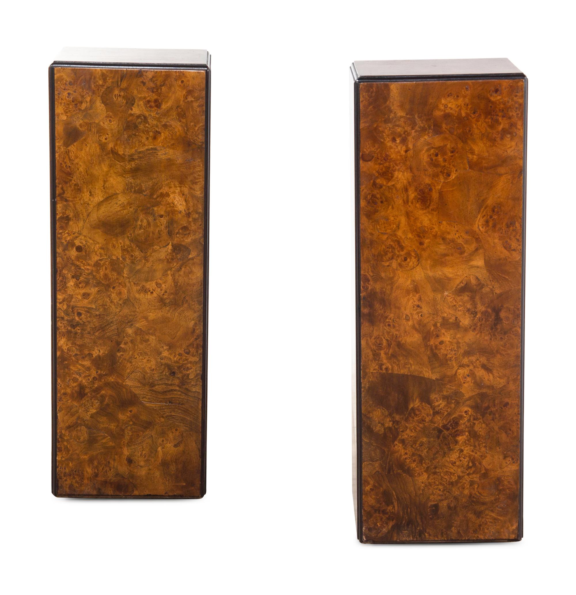 A Pair of Modernist Olivewood Pedestals