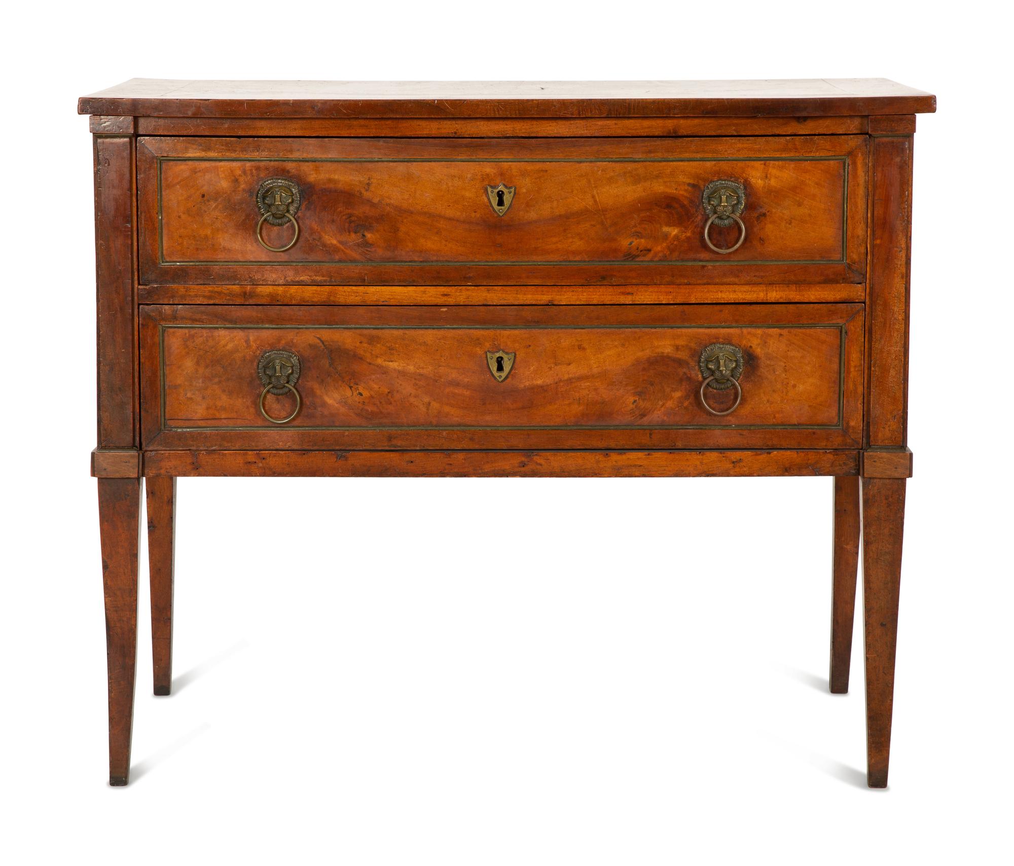 An Italian Walnut Two-Drawer Commode