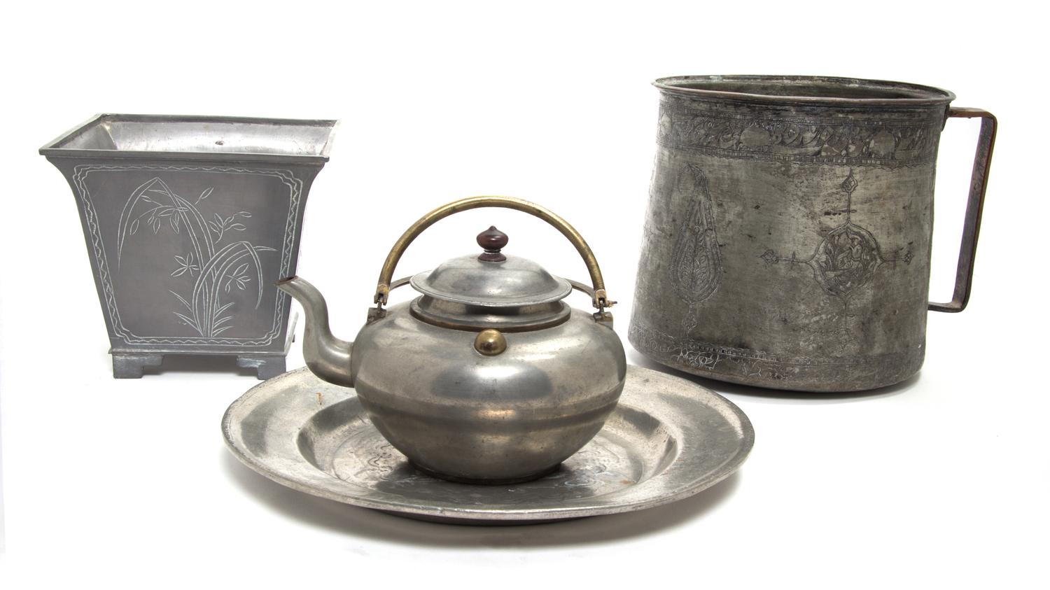 Four Pewter Articles Height of largest 7 1/2 inches. — 19TH/20TH CENTURY