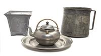 Four Pewter Articles Height of largest 7 1/2 inches. — 19TH/20TH CENTURY