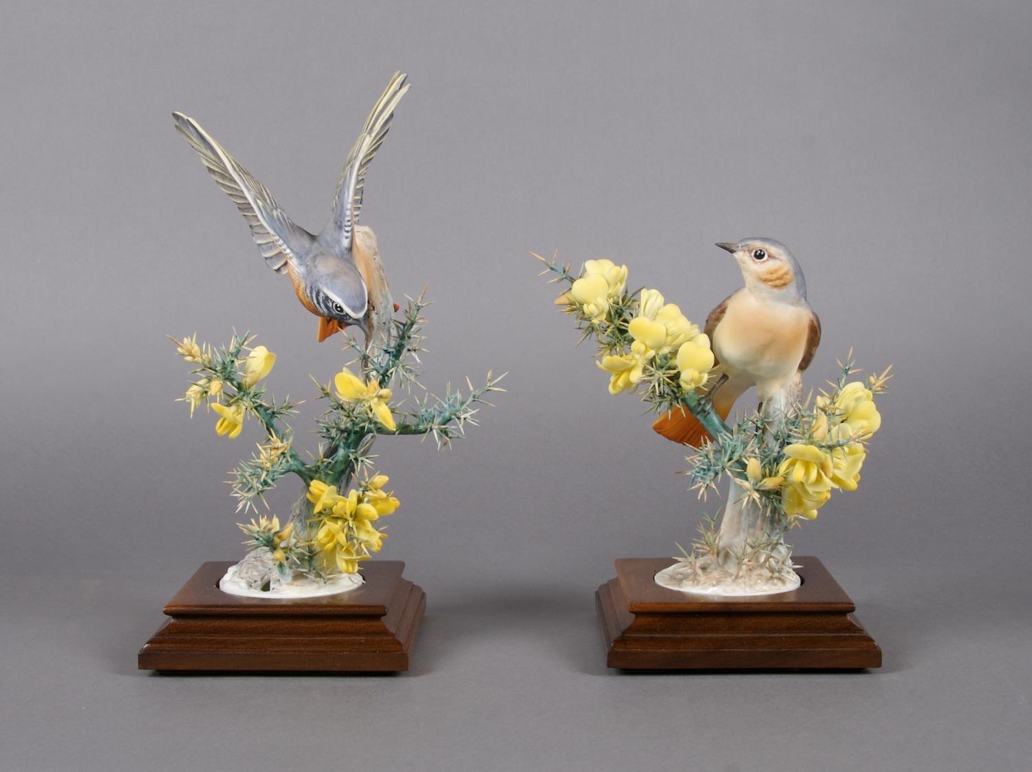 A Pair of Royal Worcester Dorothy Doughty Birds, Redstart, Height 12 inches.