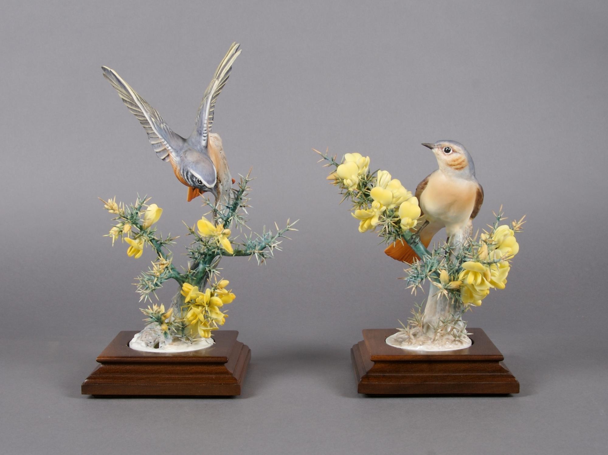 A Pair of Royal Worcester Dorothy Doughty Birds, Redstart, Height 12 inches.