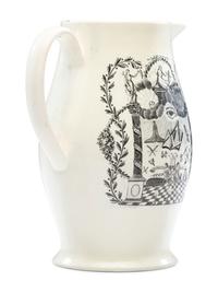 A Rare Liverpool Transfer-Printed Creamware 'John Adams' Pitcher with Masonic Decoration