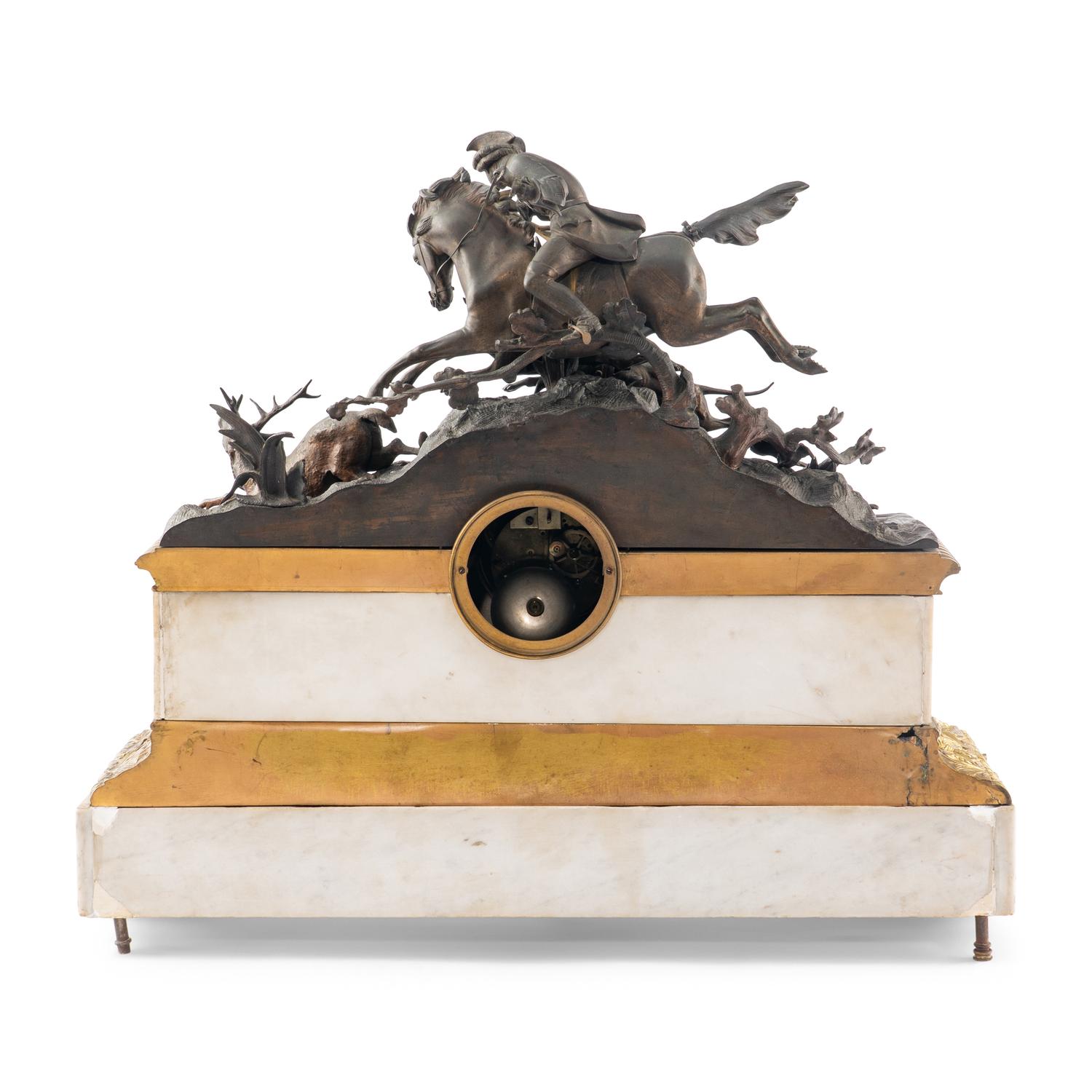 A French Parcel-Gilt Bronze Mounted Marble Mantel Clock
