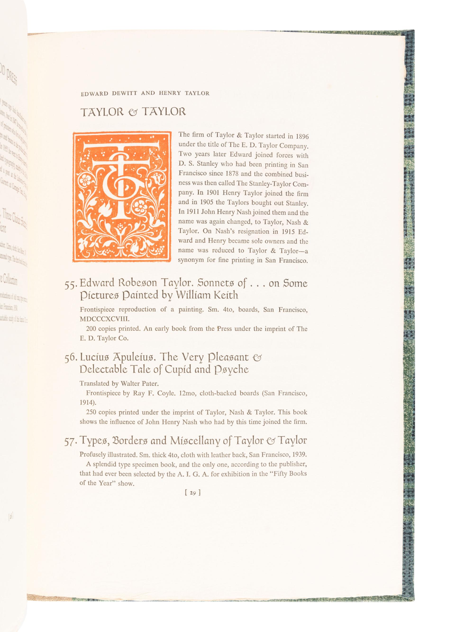 [GRABHORN PRESS – GROLIER CLUB]. MAGEE, David (1905-1977). Fine Printing and Bookbinding from San Francisco and its Environs: A Representative Exhibition for the Grolier Club . San Francisco: The Grabhorn Press for the Grolier Club, 1961.