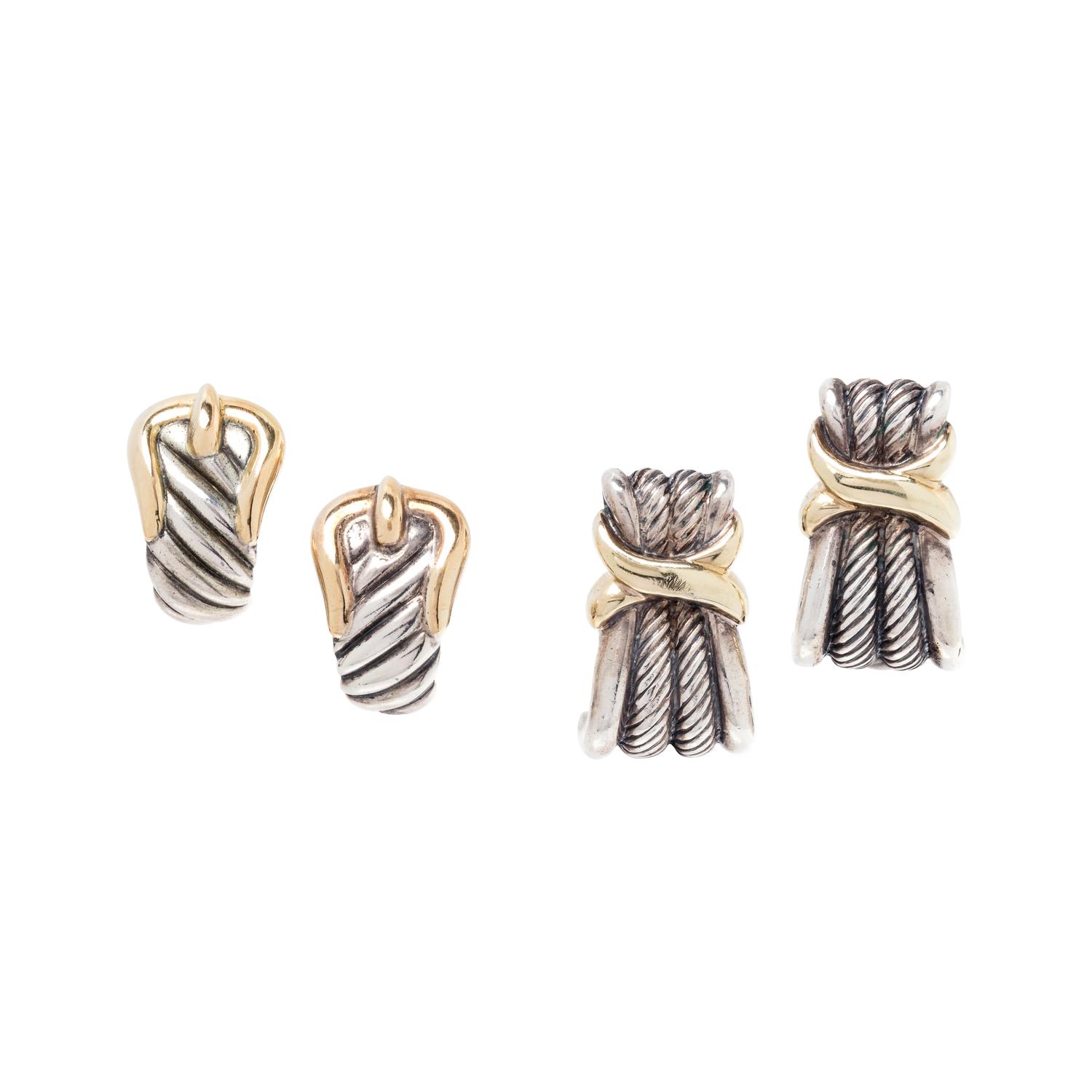 DAVID YURMAN, COLLECTION OF STERLING SILVER AND YELLOW GOLD EARCLIPS