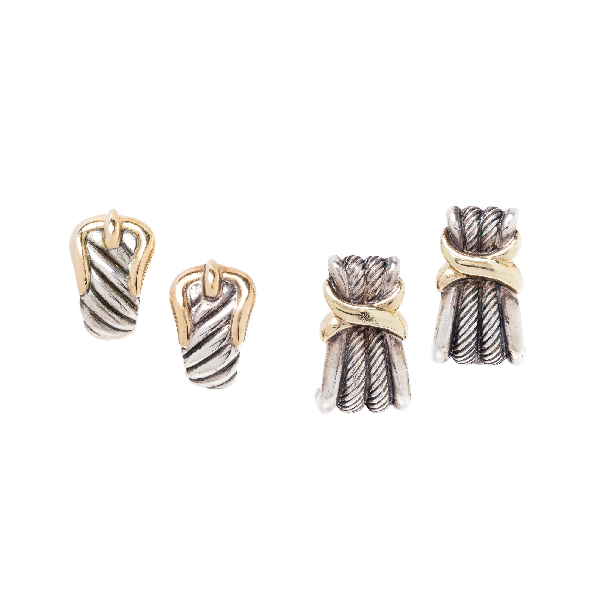 DAVID YURMAN, COLLECTION OF STERLING SILVER AND YELLOW GOLD EARCLIPS