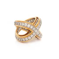 TIFFANY & CO., BICOLOR GOLD AND DIAMOND 'X' RING