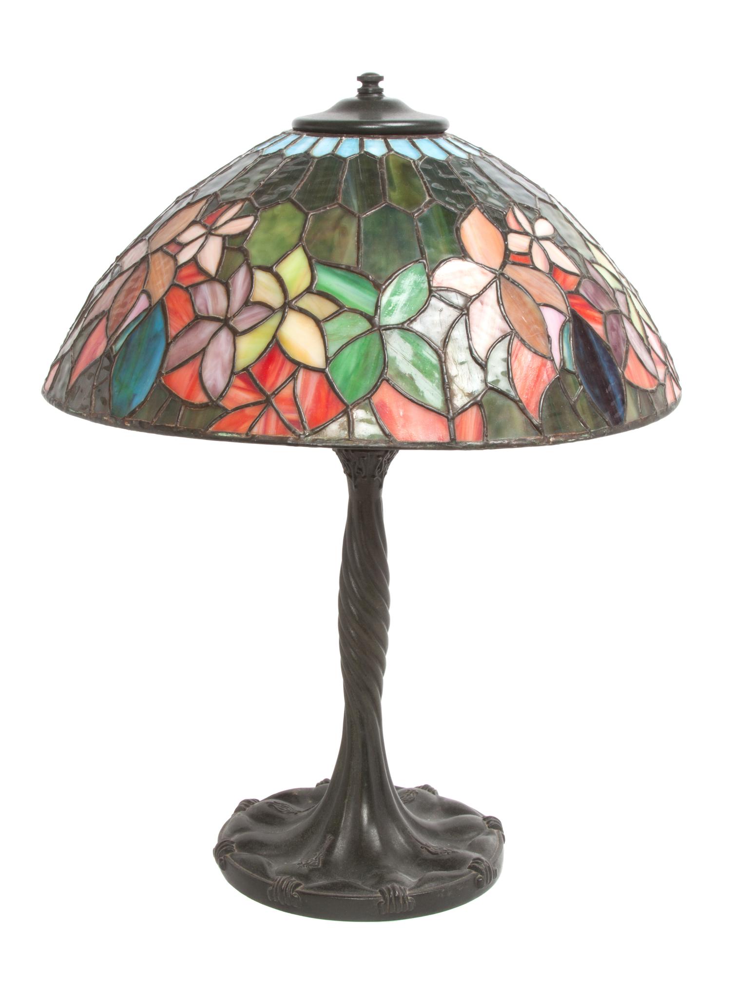 An American Leaded Glass Lamp Diameter of shade 16 x height overall 20 inches. — 2ND HALF 20TH CENTURY