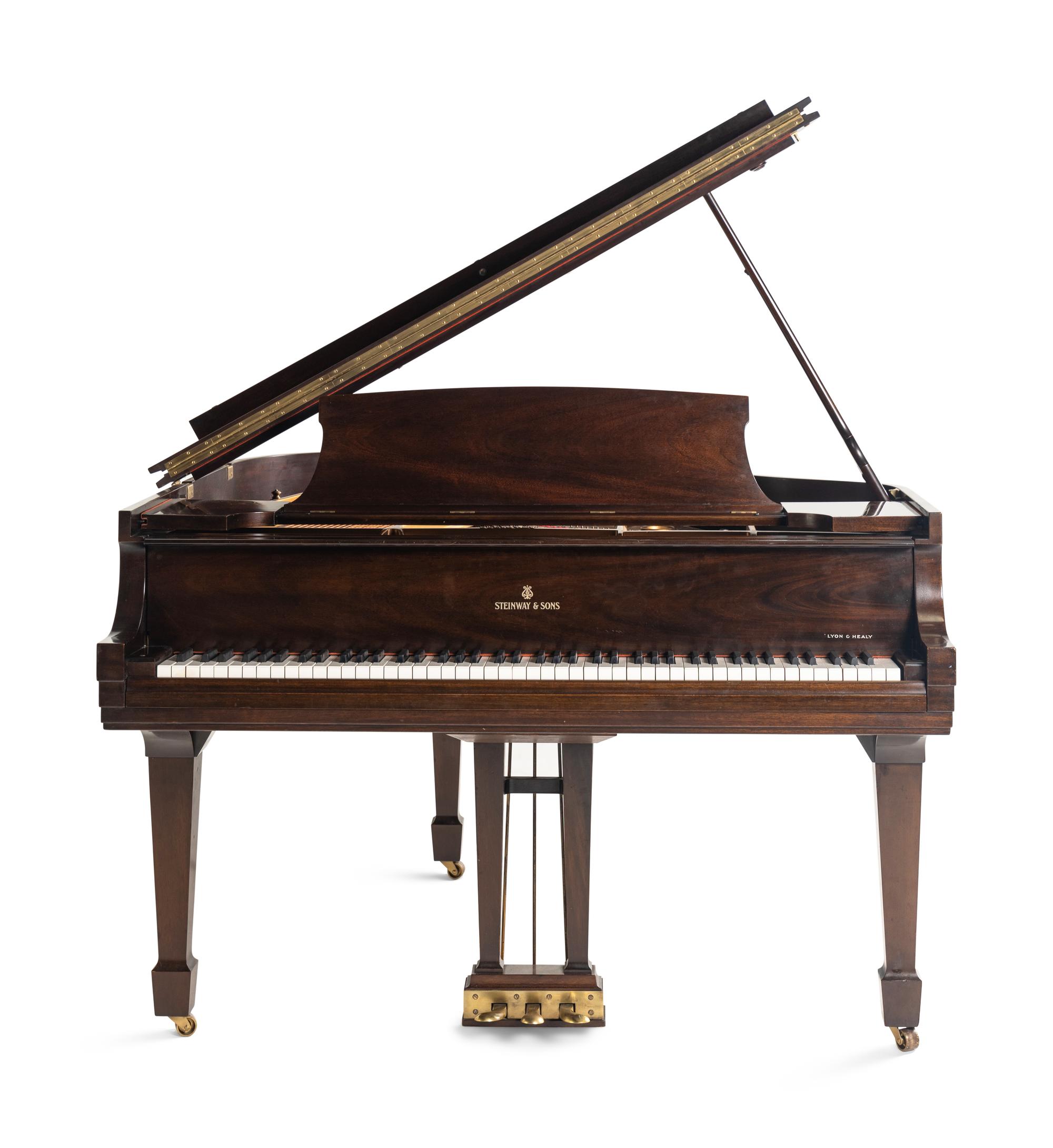 A Steinway and Sons Mahogany Baby Grand Piano