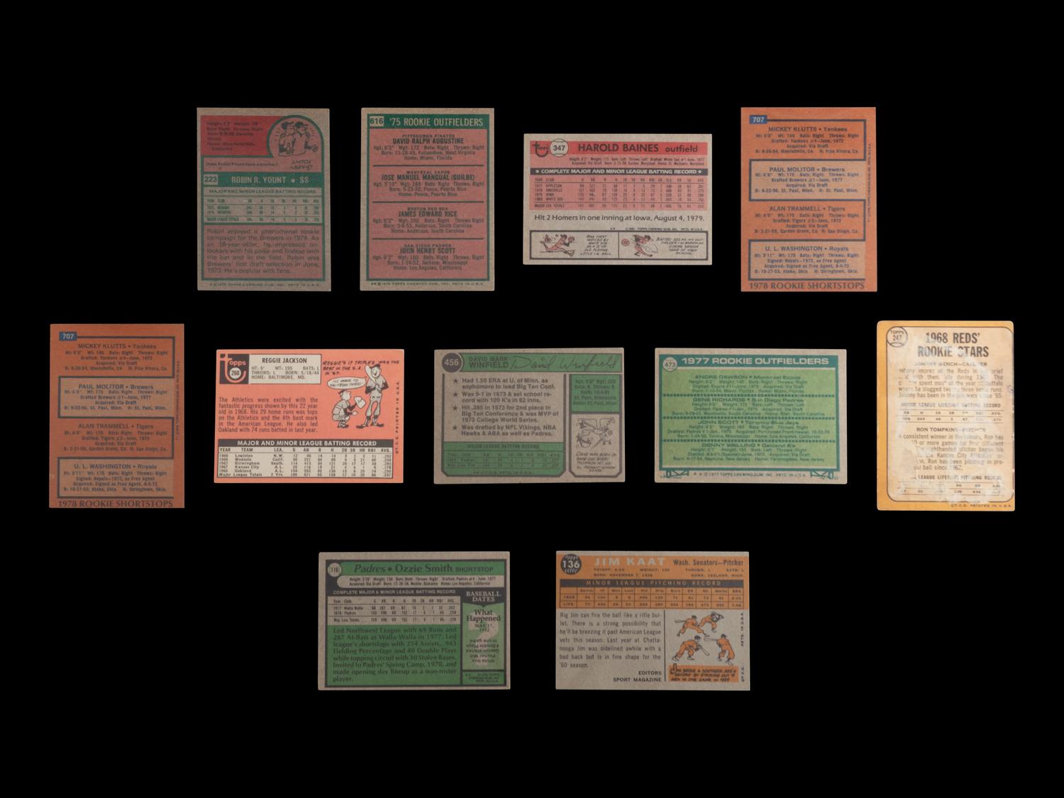 A Group of 11 1960-80s Topps Hall of Fame Baseball Rookie Cards (Including Reggie Jackson)