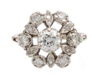 A Vintage White Gold and Diamond Ring, 3.60 dwts.