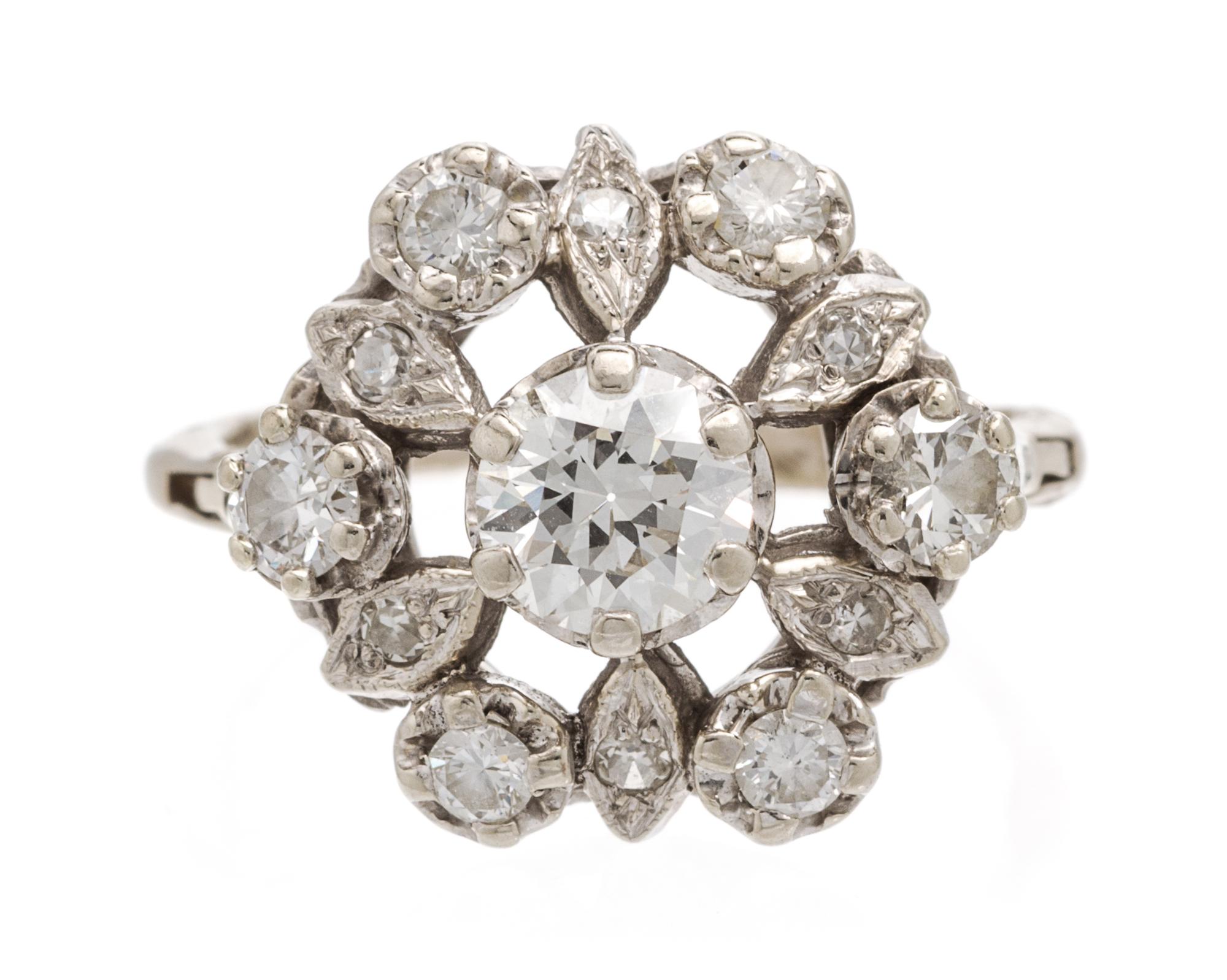 A Vintage White Gold and Diamond Ring, 3.60 dwts.