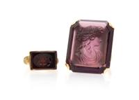 A Collection of Yellow Gold Intaglio Rings, 12.00 dwts.