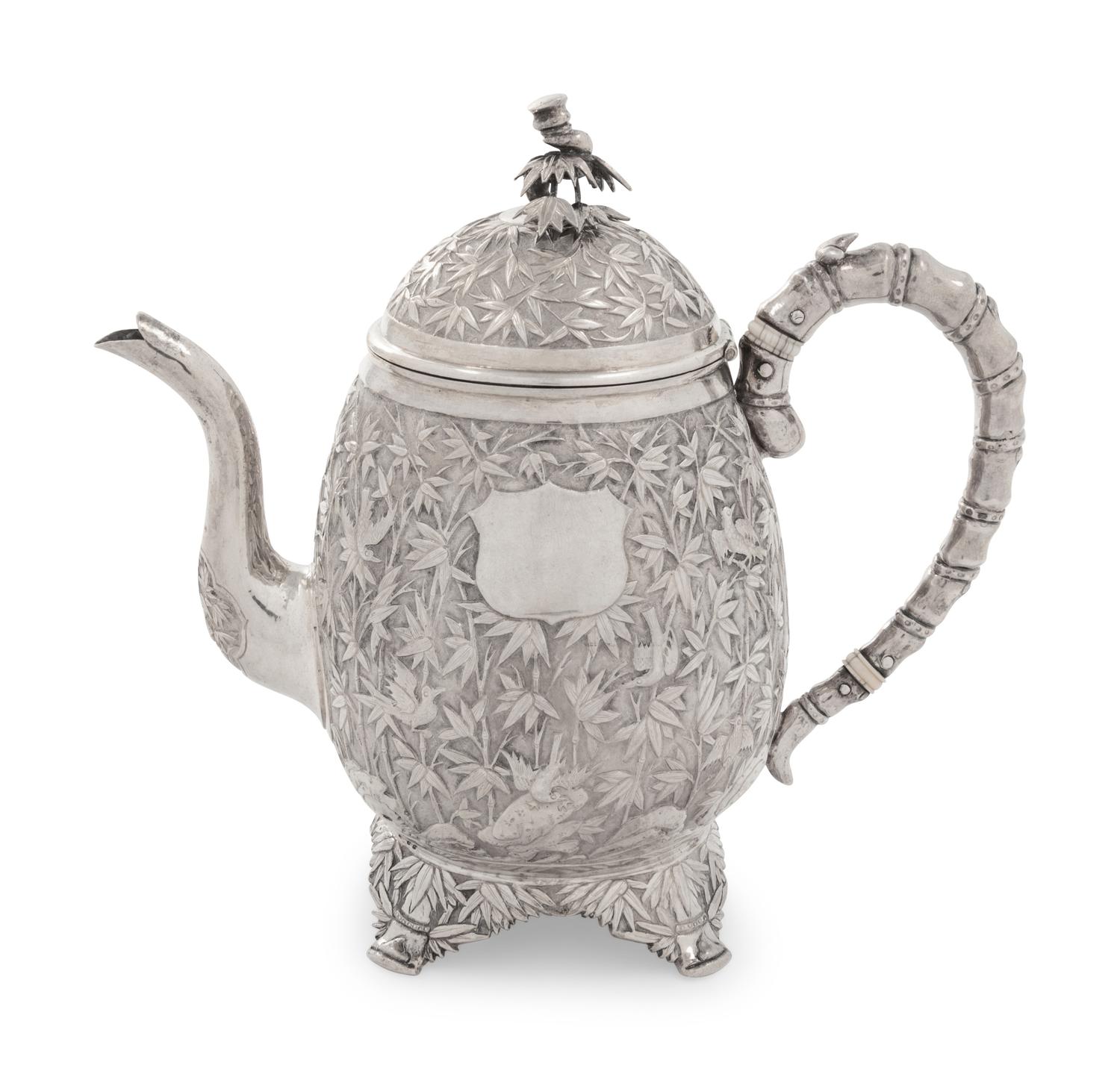 A Chinese Export Silver Teapot