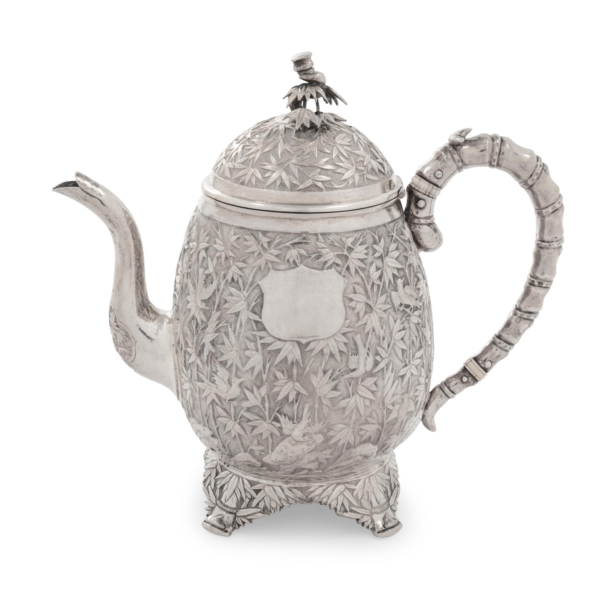 A Chinese Export Silver Teapot