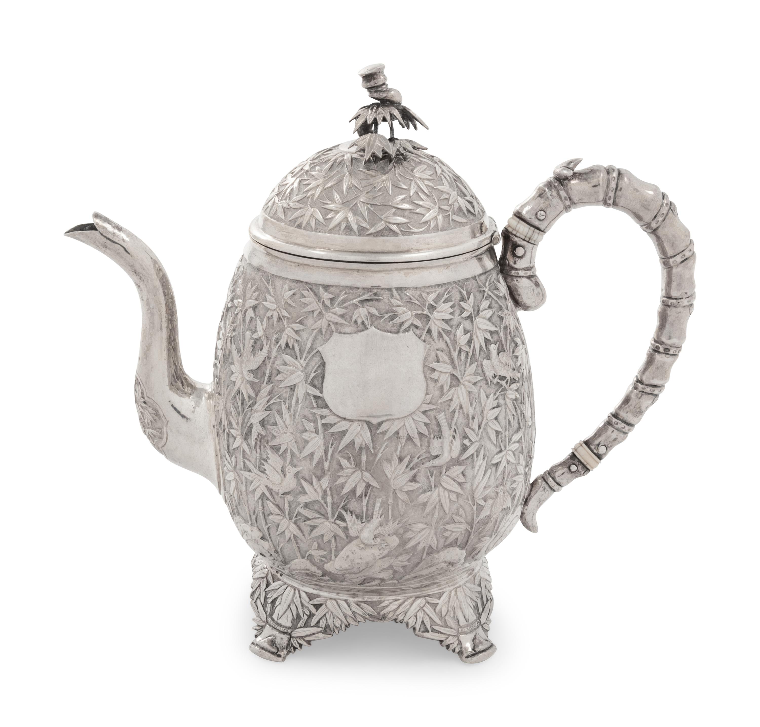 A Chinese Export Silver Teapot