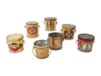A Collection of 15 Peanut Butter Tin Pails