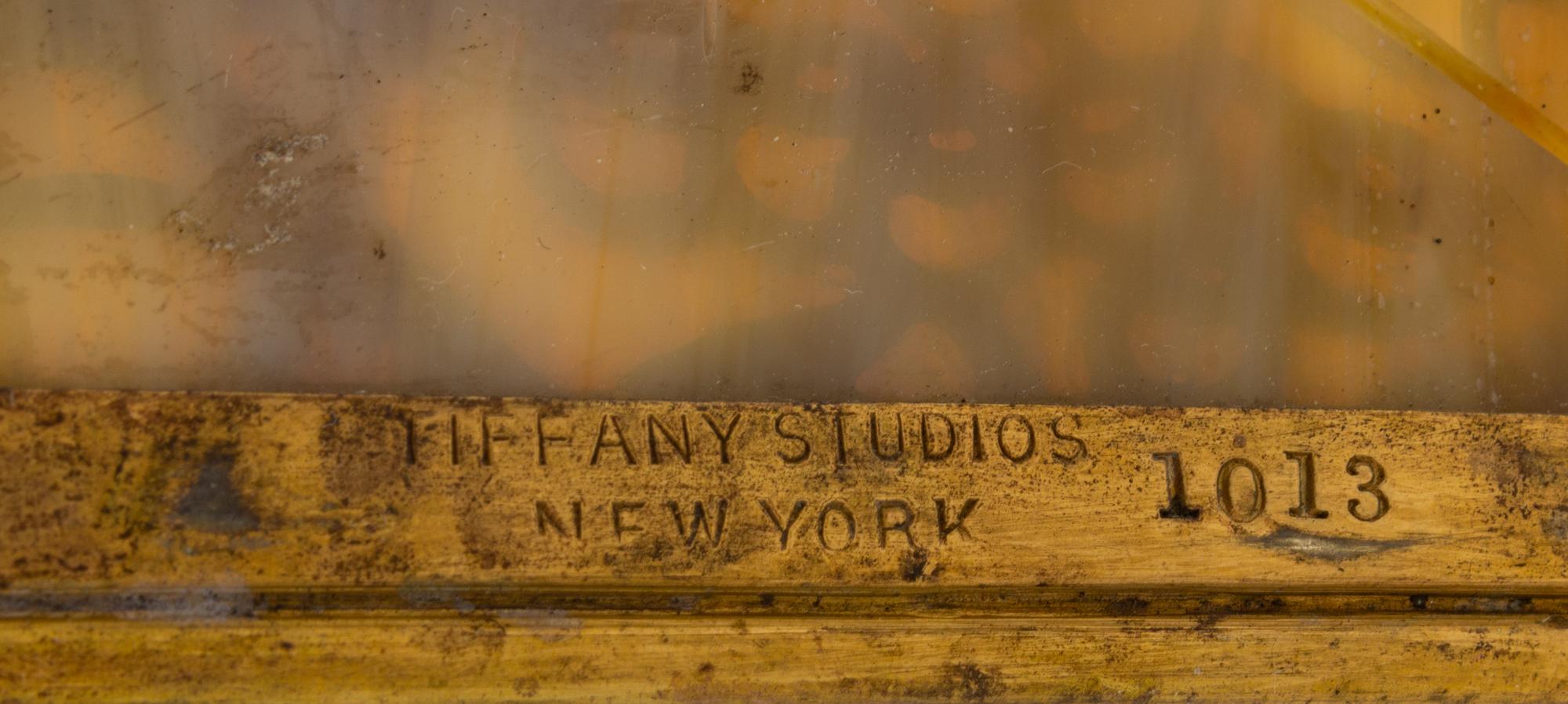 A Tiffany Studios Gilt Bronze and Glass Desk Thermometer