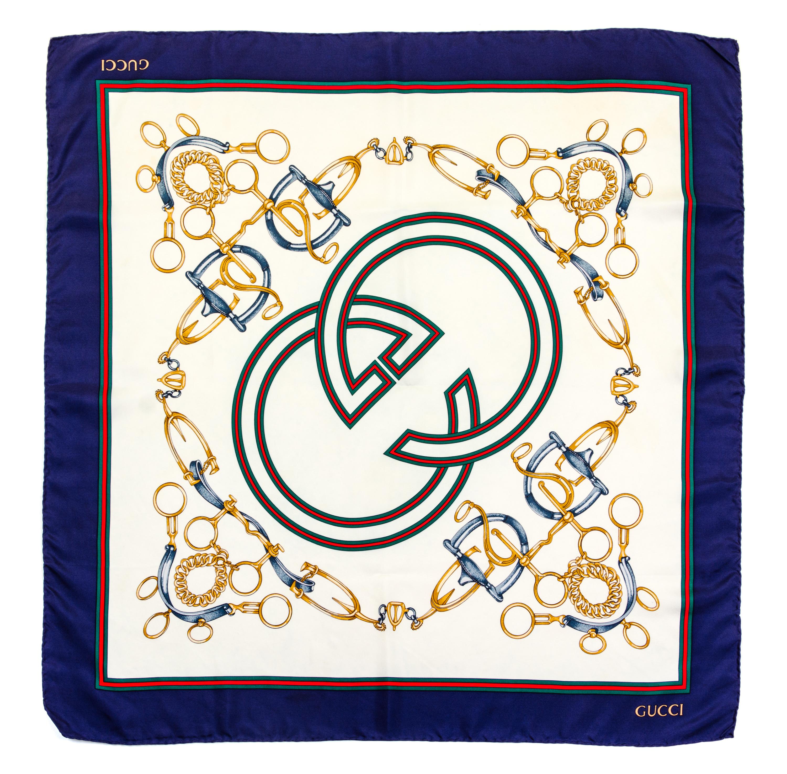 A Pair of Gucci Silk Scarves, 35" x 35".