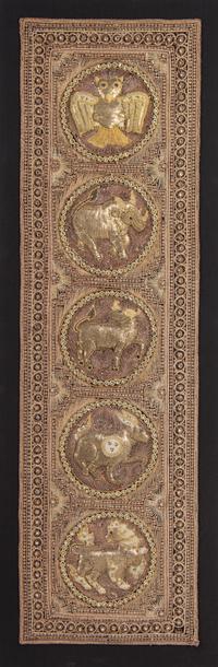Two Burmese Metallic Thread-Embroidered Tapestry Panels