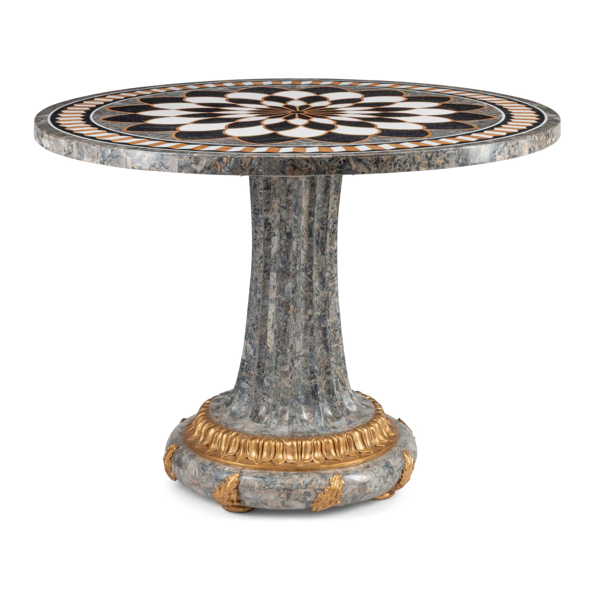 An Italian Specimen Marble and Parcel Gilt Center Table