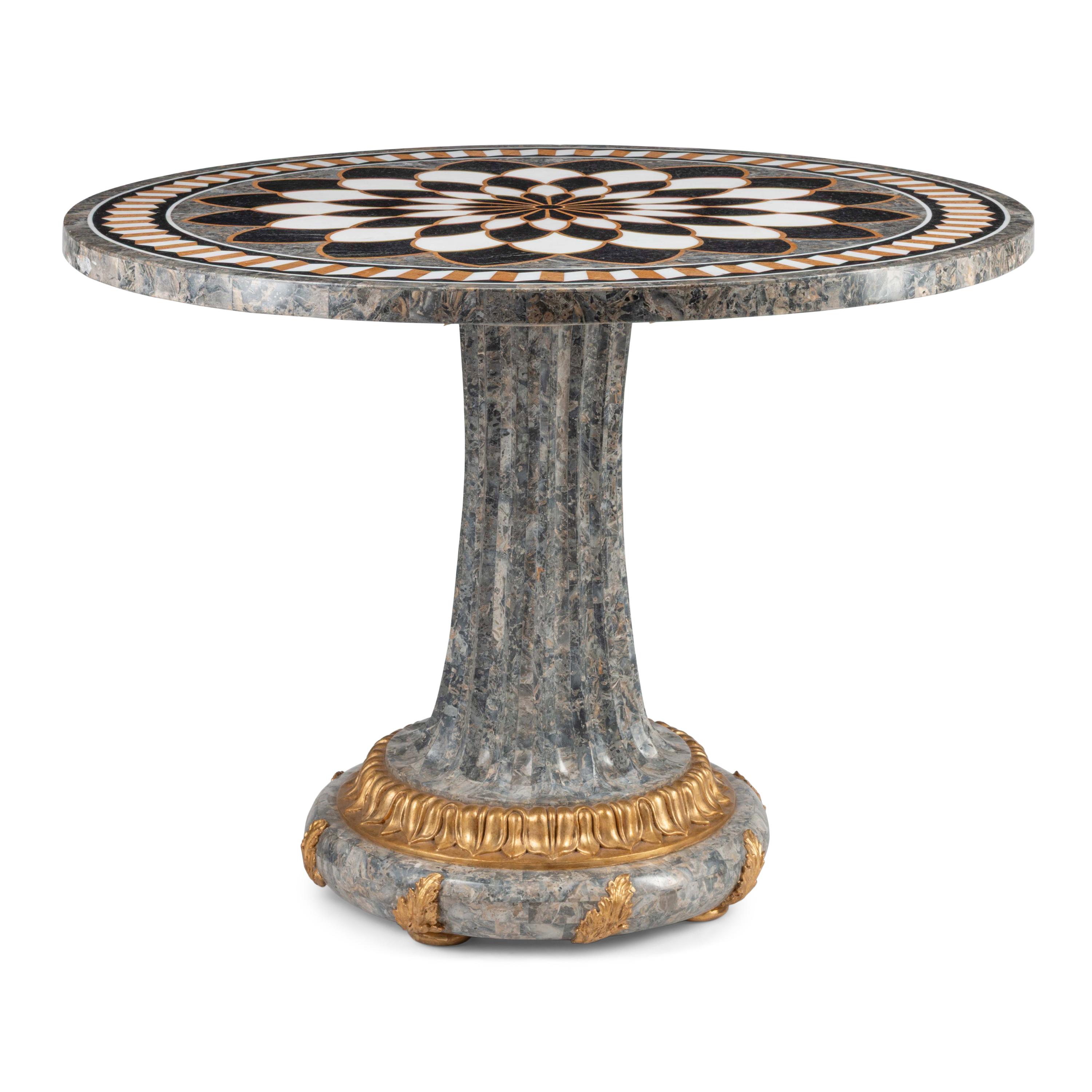 An Italian Specimen Marble and Parcel Gilt Center Table